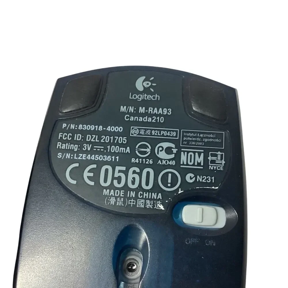 Logitech Cordless Notebook Optical Wireless Mouse With Carrying Case